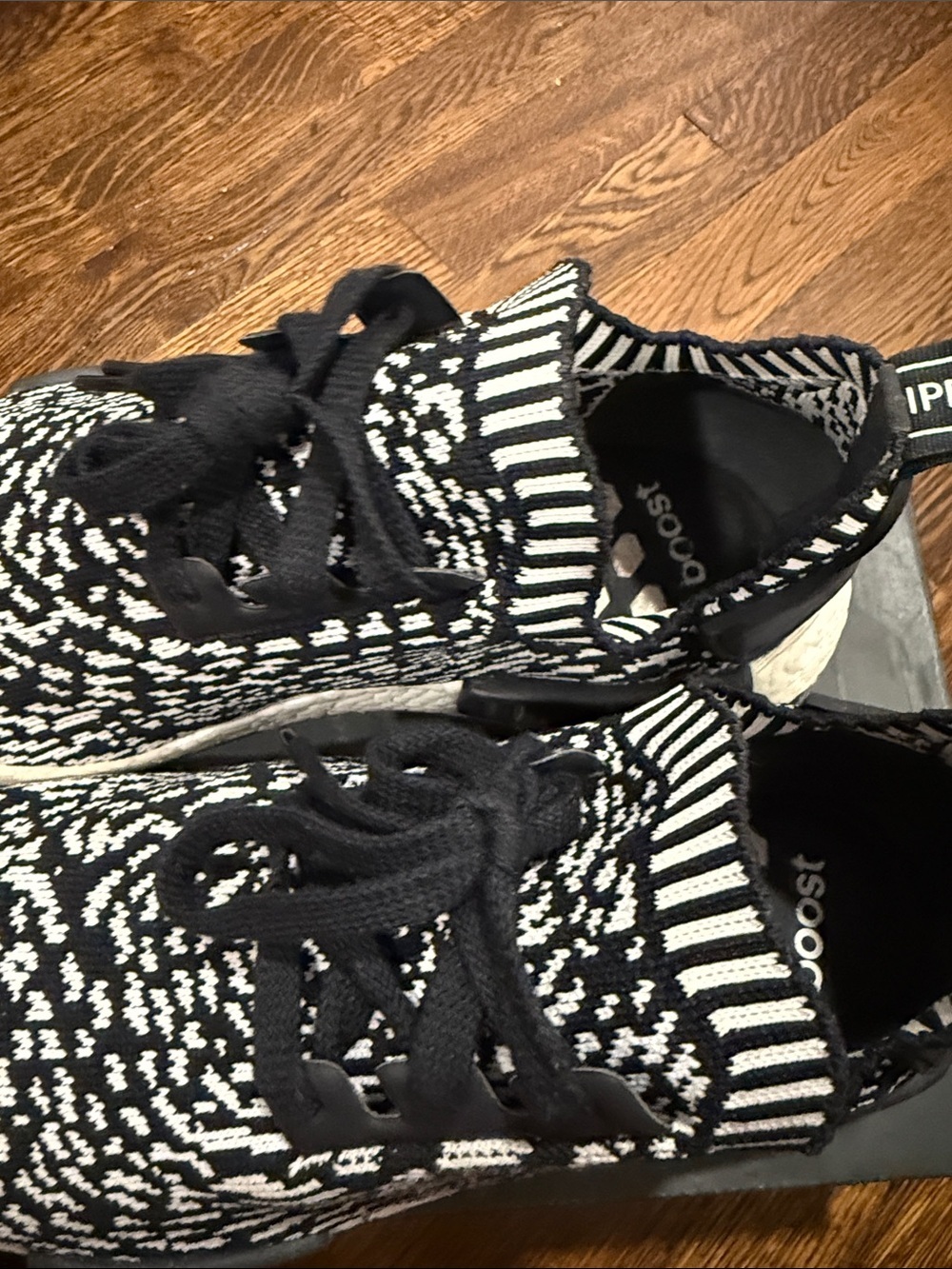 Adidas Black and White Knit Athletic Sneakers - Picture 5 of 5